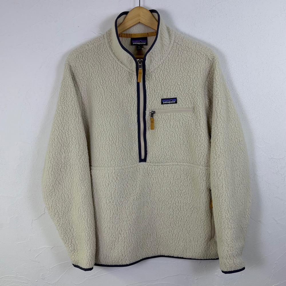 NEW Patagonia Retro Pile Marsupial Women XL Cream Oatmeal Fleece Pullover